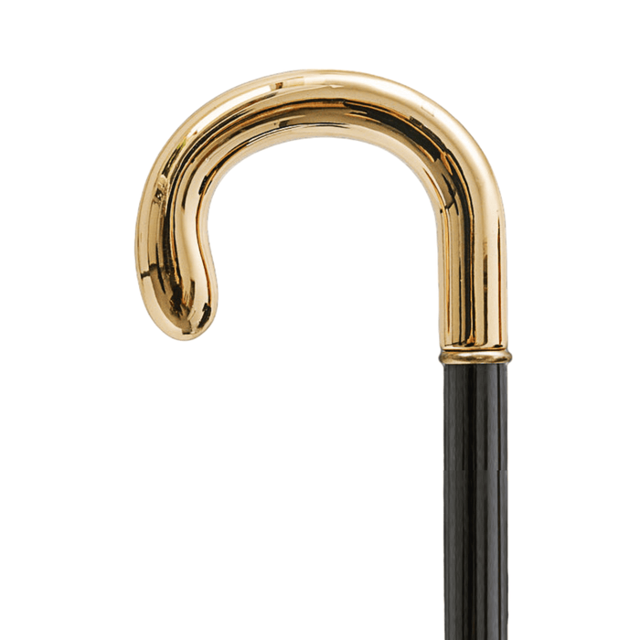 Gold-Silver Crook Handle Walking Stick - Tourist Style