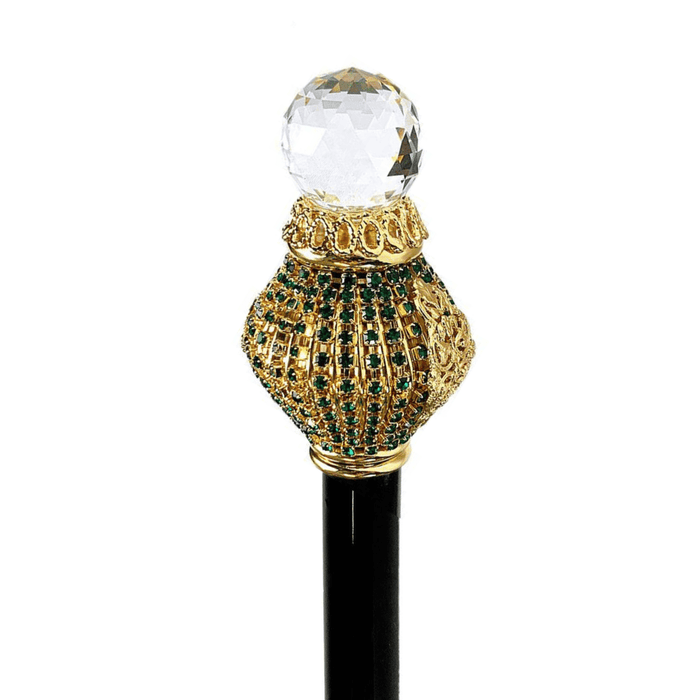 Gorgeous Emerald Walking Stick with Big Swarovski Stone