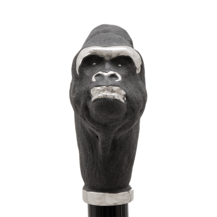 Gorilla Enameled Brass Handle Unique Black Umbrella