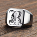 gothic alphabet signet ring for men