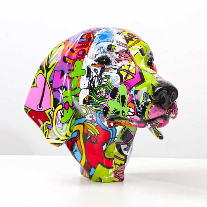 Graffiti Dachshund Head Statue