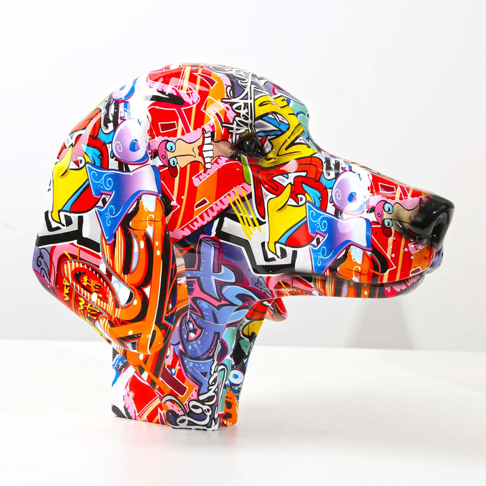 Graffiti Dachshund Head Statue