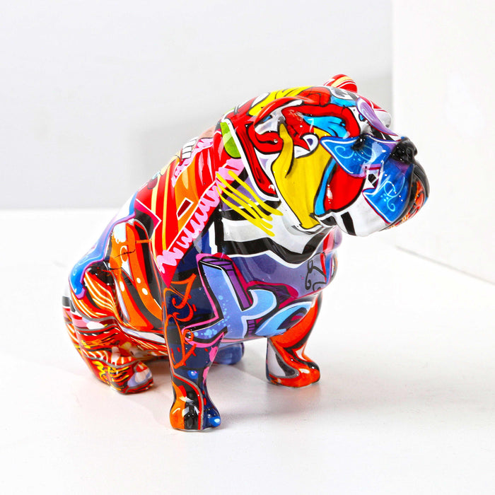 Graffiti Painted Bulldog Figurine