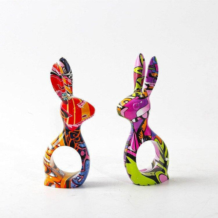 Graffiti Painted Bunny Statue