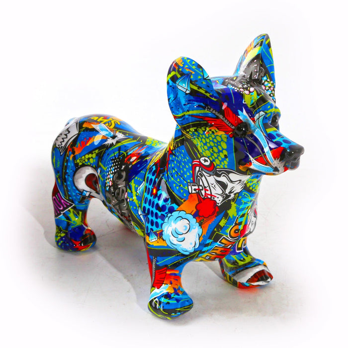 Graffiti Painted Corgi Statue