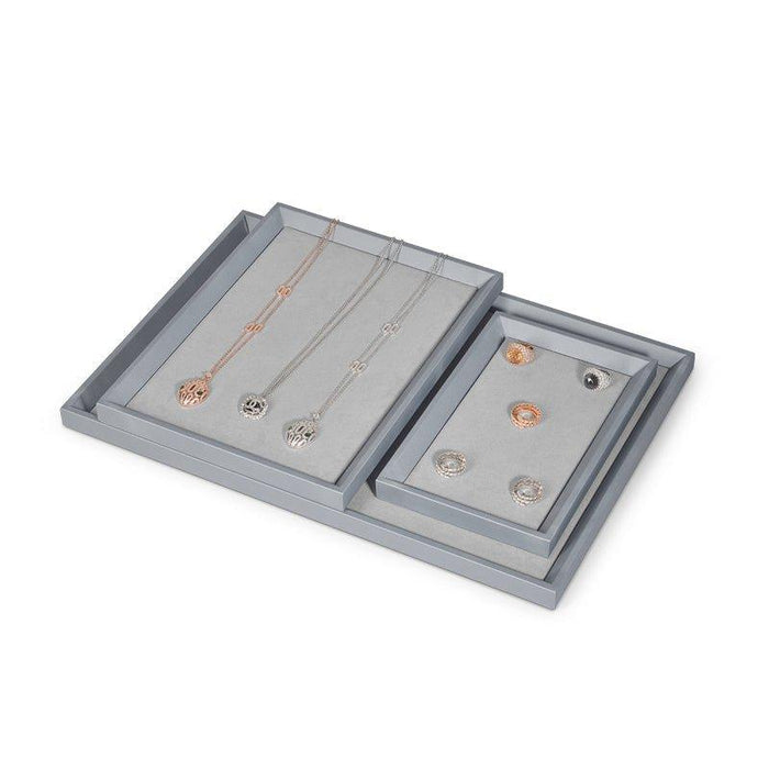 Gray PU Leather Microfiber Jewelry Display Tray