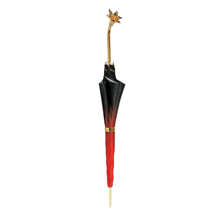 Green and Red Umbrella with Gold-plated Flower