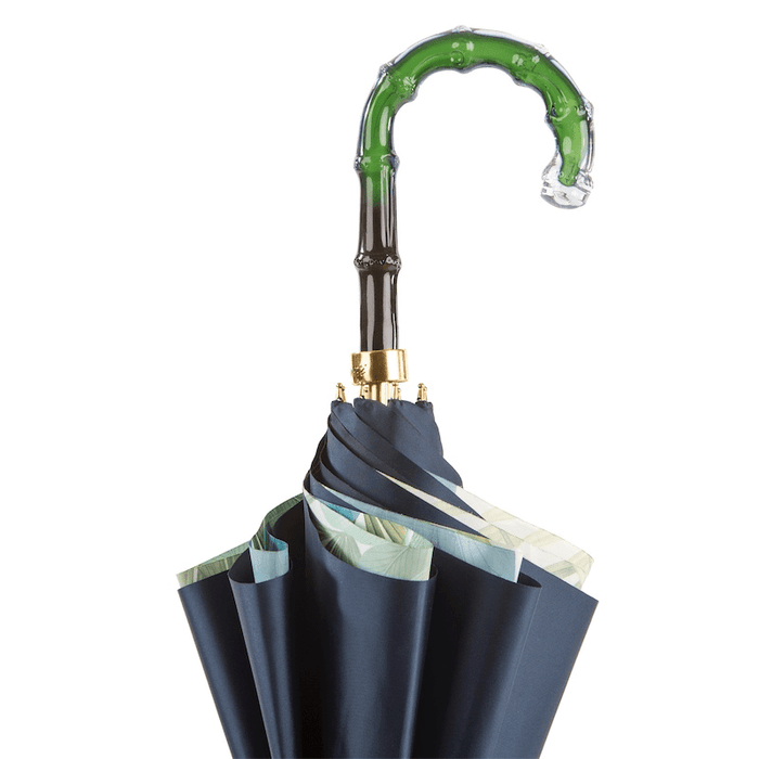 Green Elegant Umbrella Handle with Floral Design, Double Cloth