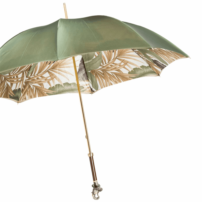 Green Elephant Print Umbrella with Pretty Handle