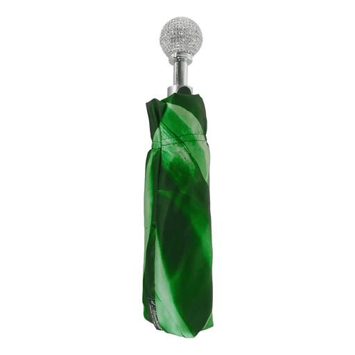 Green Flower Ladies Folding Umbrella with Luxury Handle