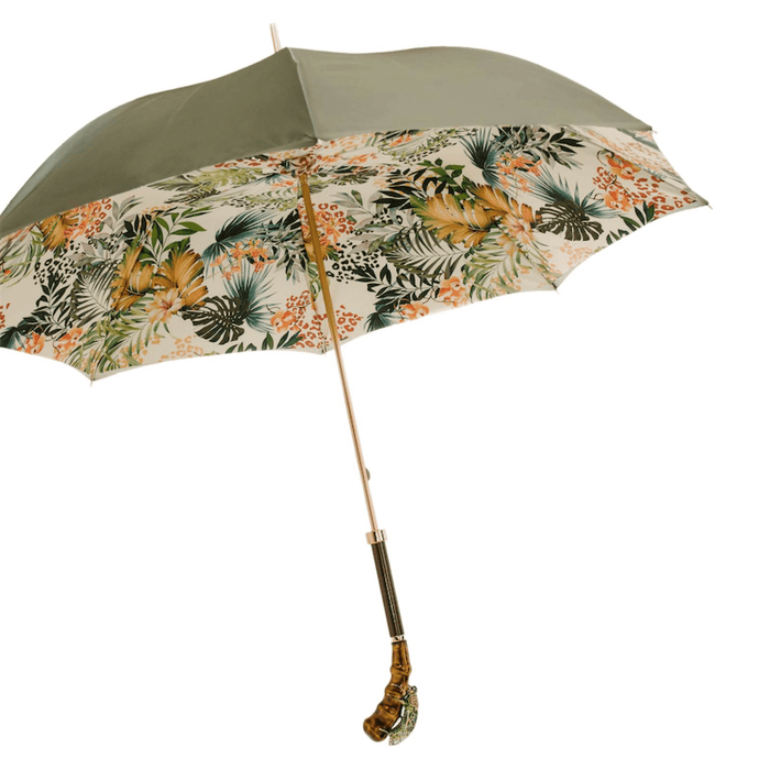 Green Grasshopper Print Luxury Umbrella Women