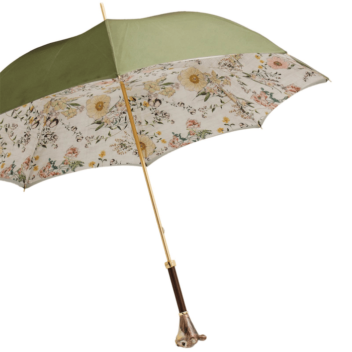 Green Grasshopper Print Luxury Umbrella Women