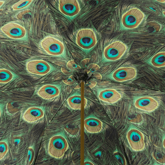 Green Peacock Print Luxury Double Cloth Umbrella