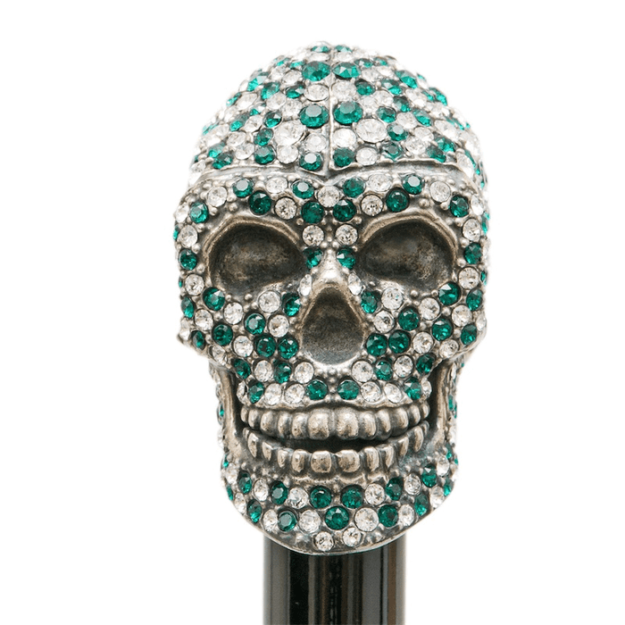 Green Swarovski® Skull Premium Designer Umbrella