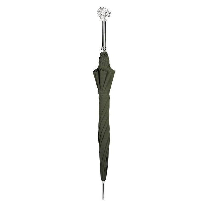 Green Umbrella, Silver Lion Handle Umbrella