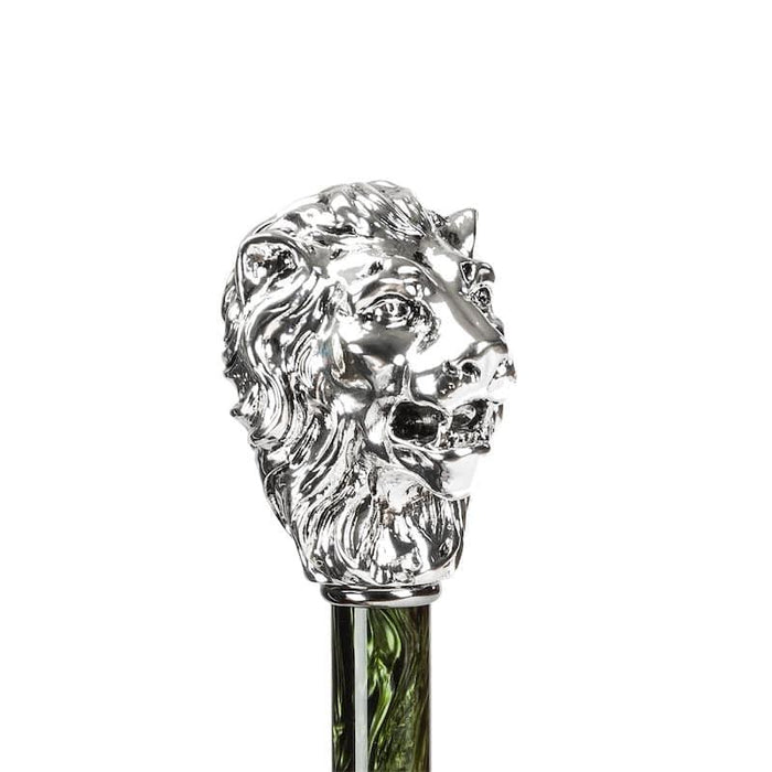 Green Umbrella, Silver Lion Handle Umbrella