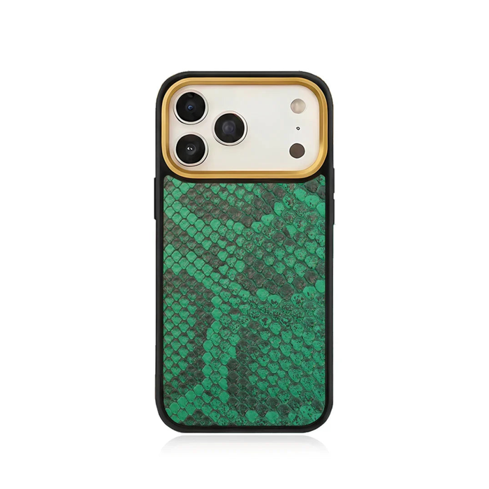 green python leather iphone case