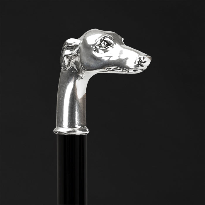 Elegant Silver Handle Greyhound Dog Head Walking Cane