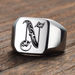 heavy square signet ring stainless steel men
