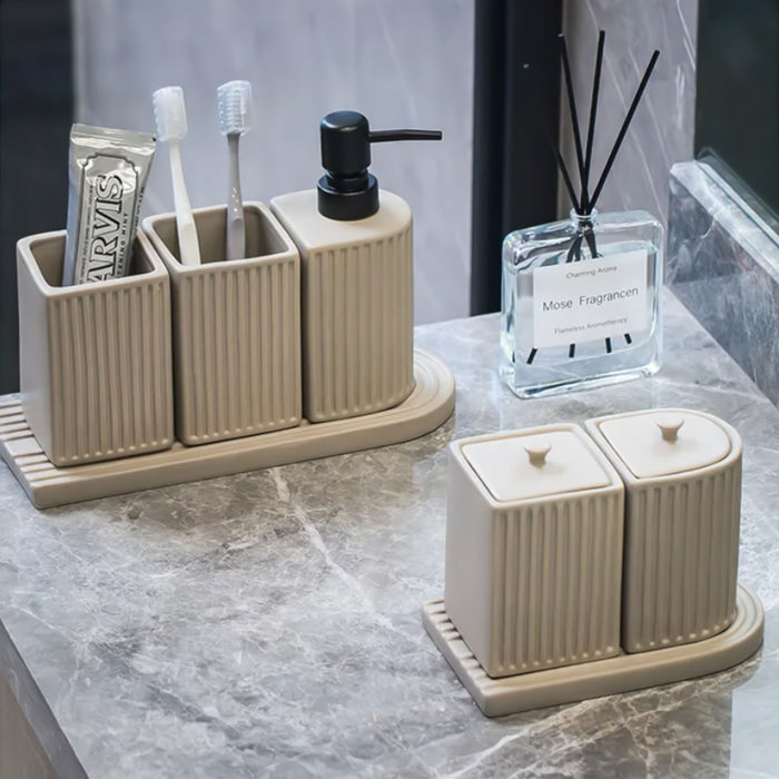 Elegant 4-Piece Ceramic Bathroom Set – Minimalist & Eco-Friendly