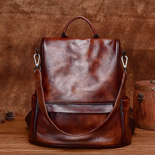 Vintage Genuine Leather Women Backpack