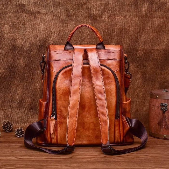 Vintage Genuine Leather Women Backpack