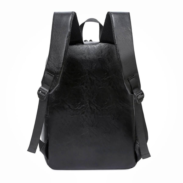 Leather Black Laptop Waterproof Usb Charging Backpack