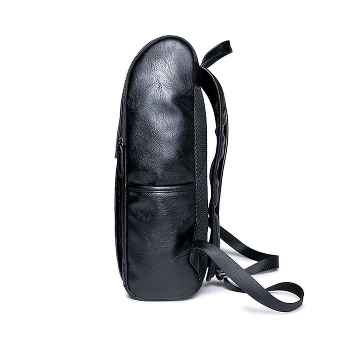 Leather Waterproof Traveling Fashion Black Backpack