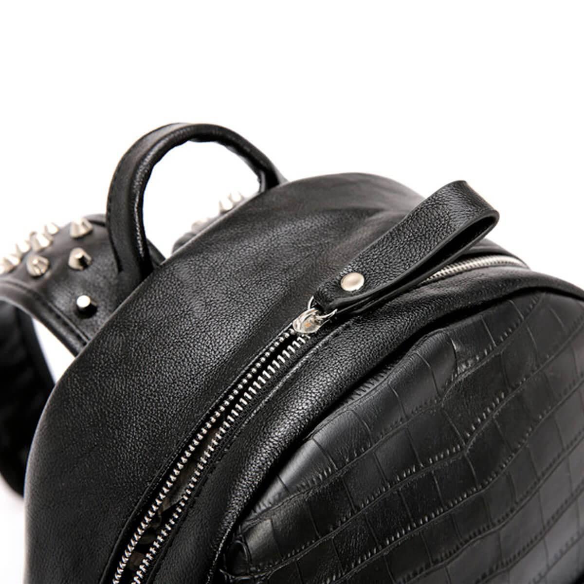 designer black leather backpack silver zippers Rivet PU Fashion On the outside And Reel Best Spincast Colour:Light Magenta/Orange/Black NuORDER Sync