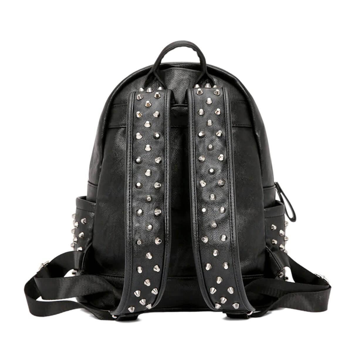 bp studded faux leather backpack Rivet Black PU Leather Fashion Designer Backpack