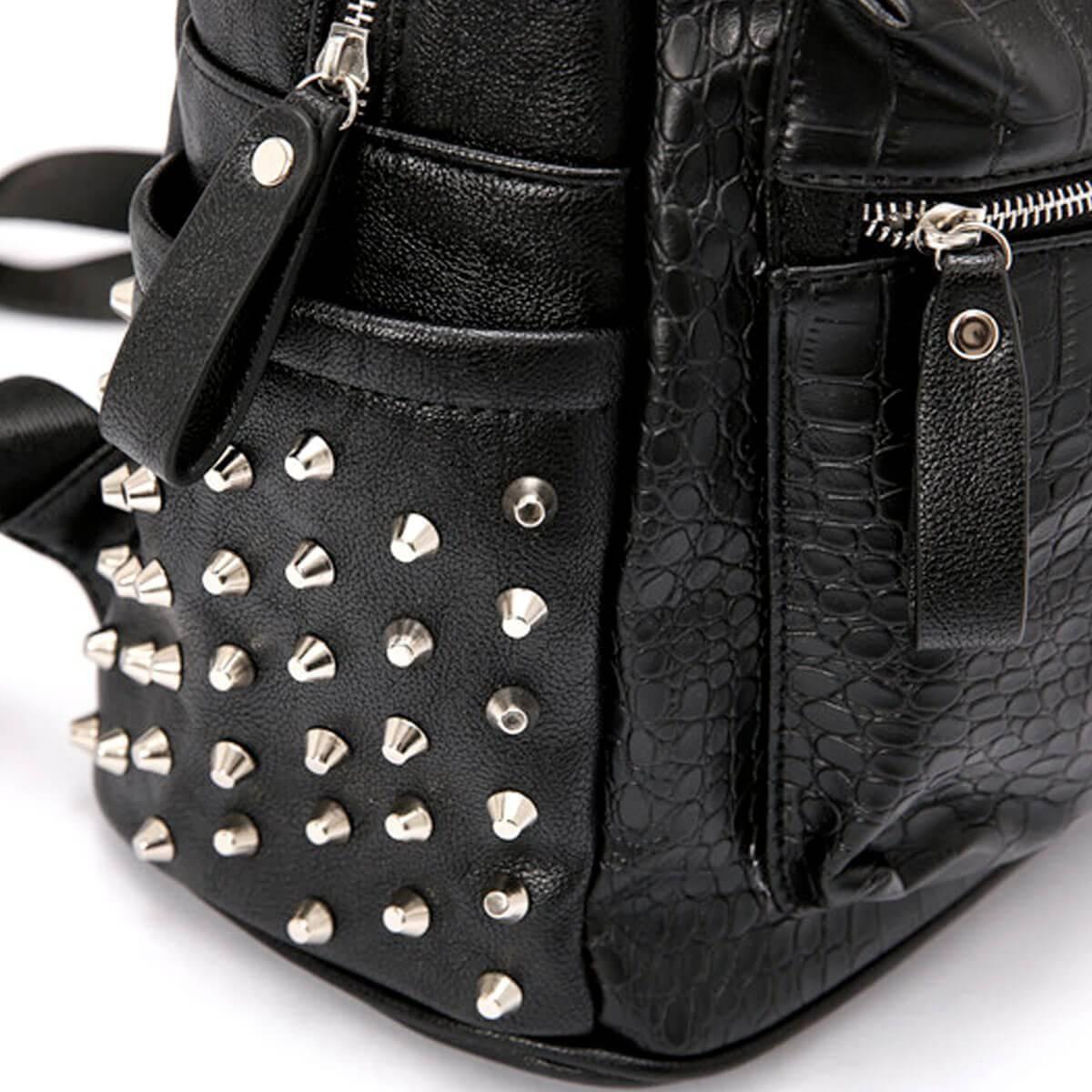 black leather backpacks with studs Rivet Black PU Leather Fashion Designer Backpack