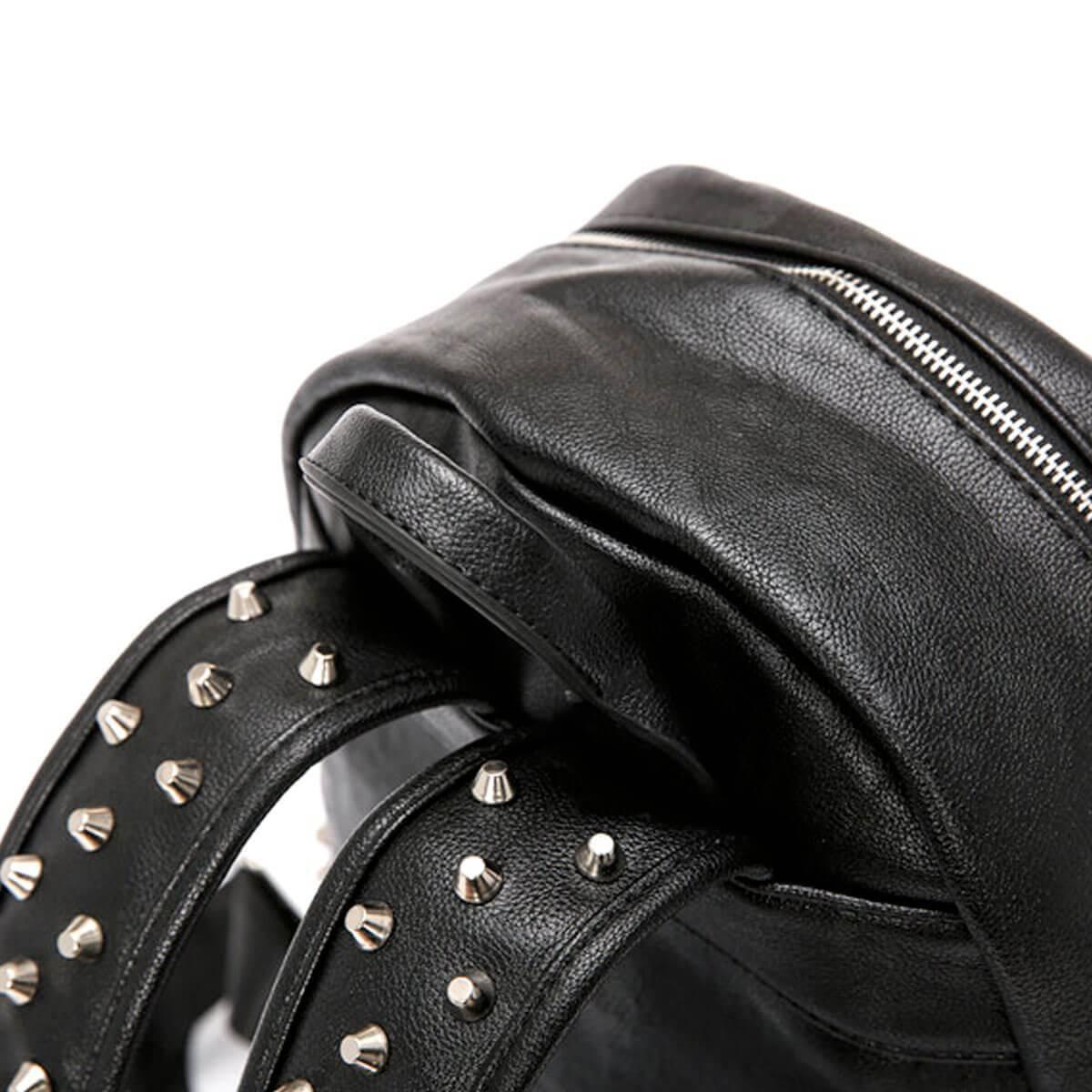 Rivet Black PU Leather Fashion Designer Backpack
