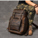 Retro Brown Leather Travel Backpack 36 to 55 Litre for Men