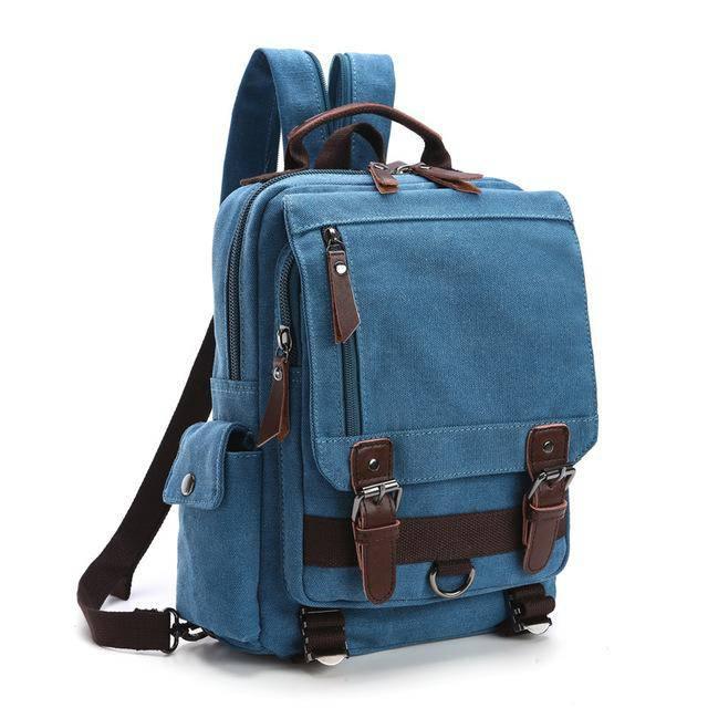 Vintage Canvas Leather Waterproof 20 Liter Travel Backpack Vintage Canvas Leather Waterproof 20 Liter Travel Backpack