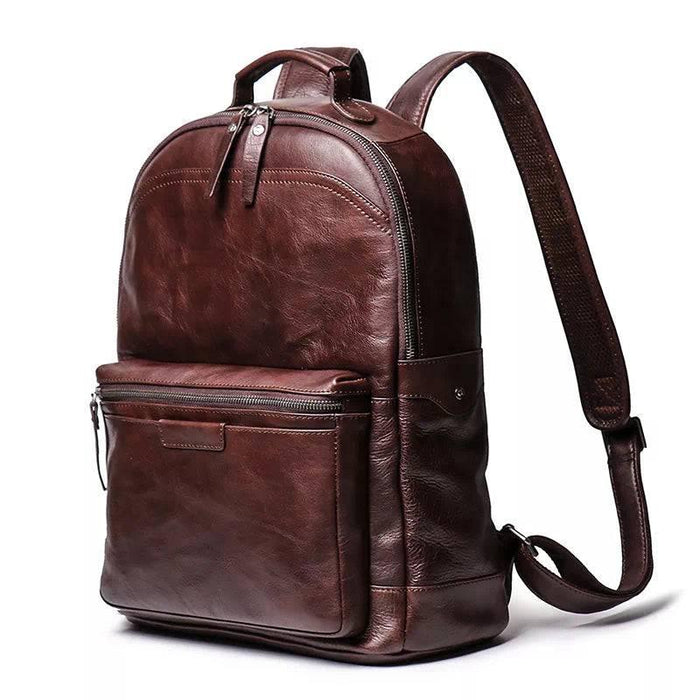 Leather Backpack with 15.6 Inches Laptop Compartment