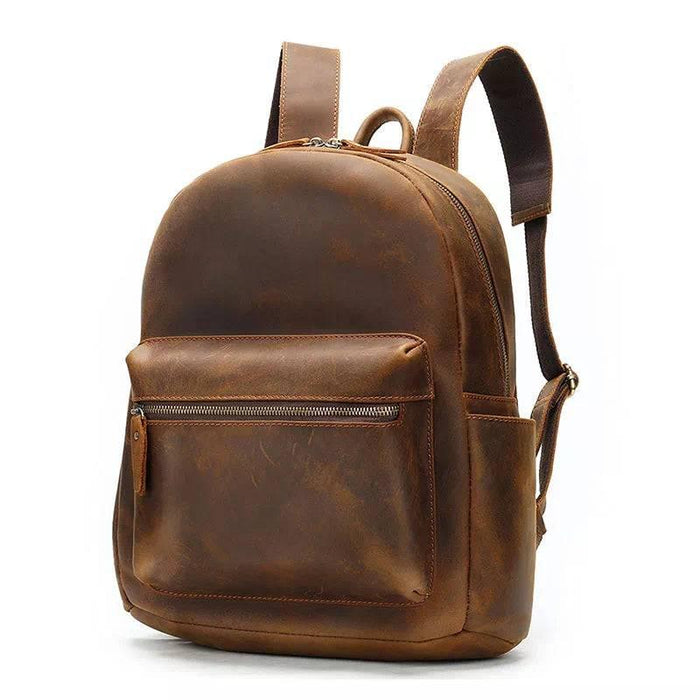 Vintage Crazy Horse Leather Backpack for Men