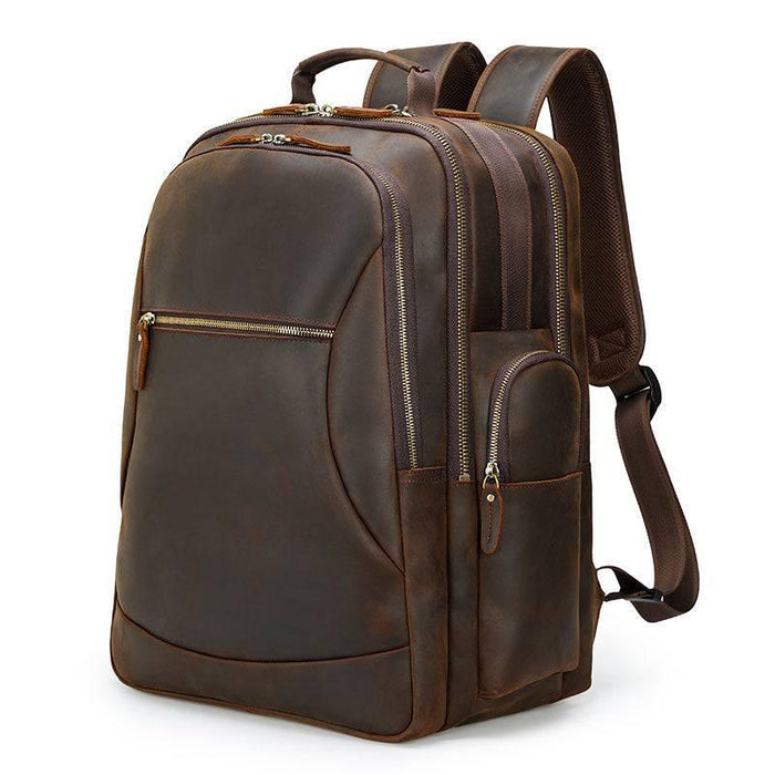 Large Genuine Leather Travel Backpack for Men