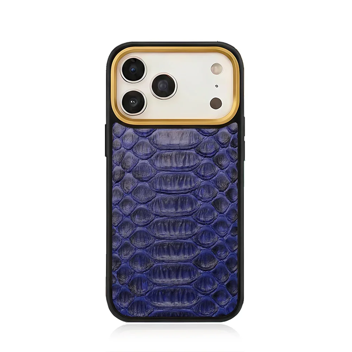 iPhone 17 Pro Max Hülle Königsblau Pythonleder Luxus Exotische Abdeckung