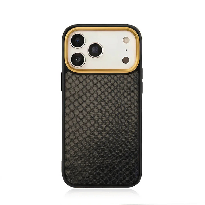 iPhone 17 Pro Max Hülle Schwarz Pythonleder Luxus Exotische Abdeckung
