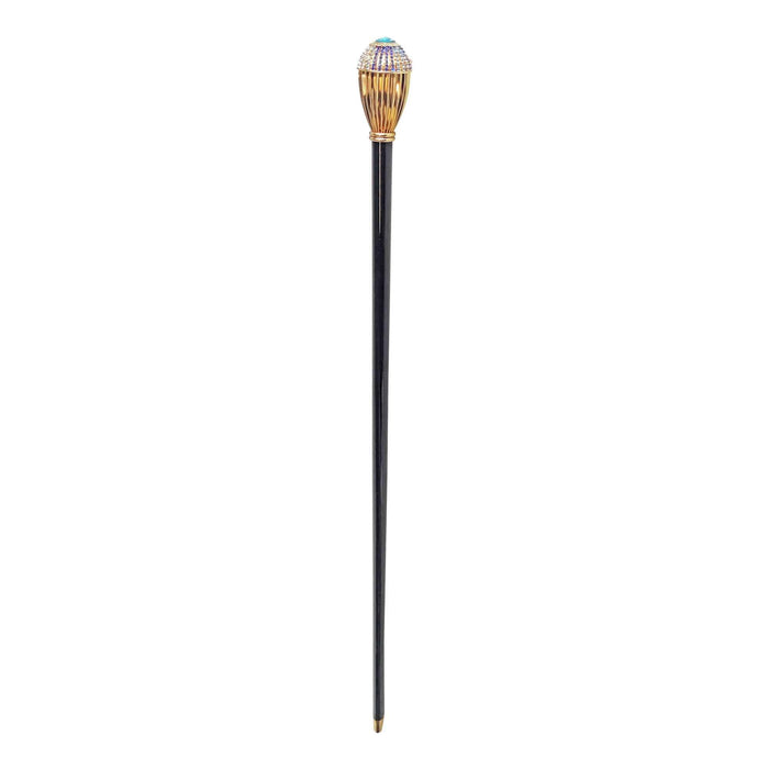 Multicolor Knob Handle 24K Gold-plated Walking Cane