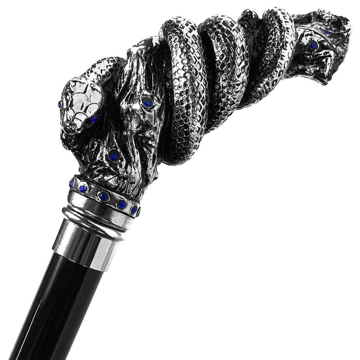 Snake with Crystals Handle Silver-plated Handle Cane