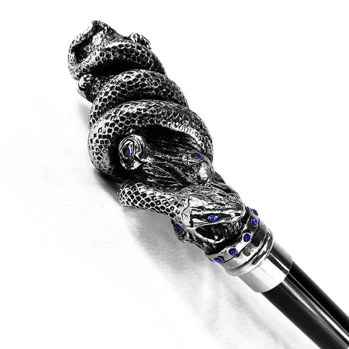 Snake with Crystals Handle Silver-plated Handle Cane - Artynov | Unique Handmade Accessories