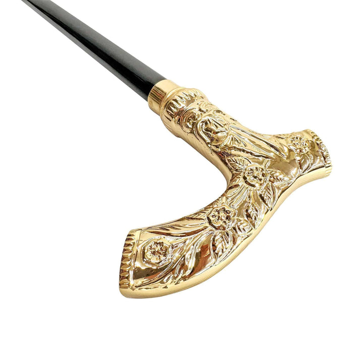 Stylish Engraved Metal Walking Stick - 24K Gold-plated