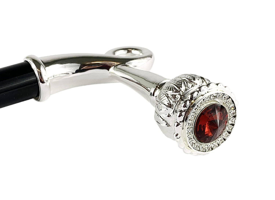 Sturdy Walking Stick with Red Swarovski Crystal - Artynov | Unique Handmade Accessories