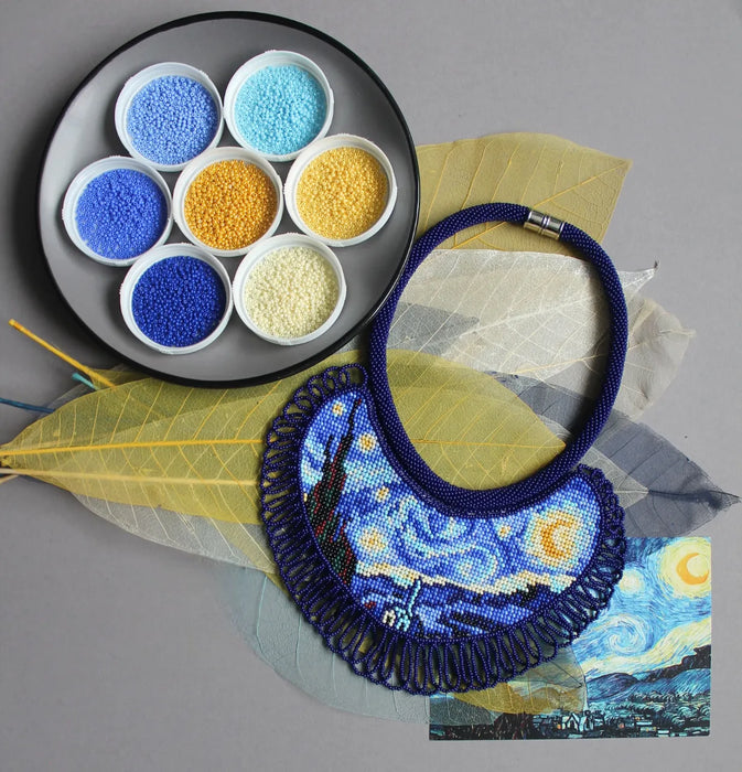Starry Night Beaded Necklace – Van Gogh Inspired Art Jewelry