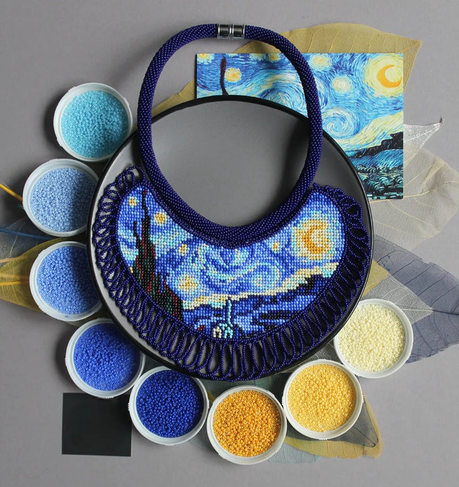 Starry Night Beaded Necklace – Van Gogh Inspired Art Jewelry