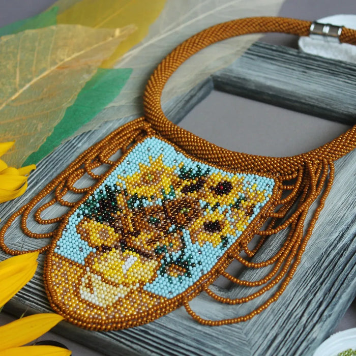 Van Gogh Inspired Necklace – Boho Beaded Art Jewelry