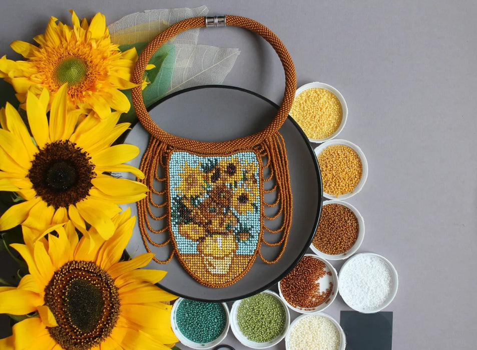 Van Gogh Inspired Necklace – Boho Beaded Art Jewelry