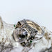 Fine Jewelry Original Silver Ring with Rock Crystal and Emerald