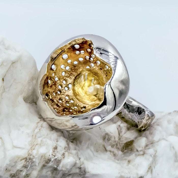 Unique Design Citrine & Diamond Ring Luxury Jewelry